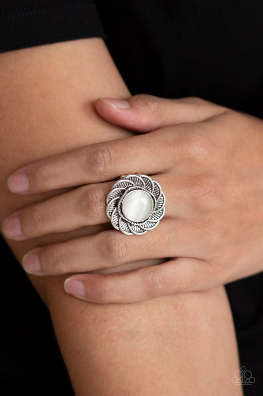 Paparazzi Ring ~ Gardenia Glow - White Cat's Eye Ring