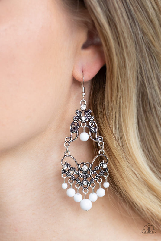 Paparazzi Colorfully Cabaret White Earrings. Get Free Shipping. #P5WH-WTXX-163XX