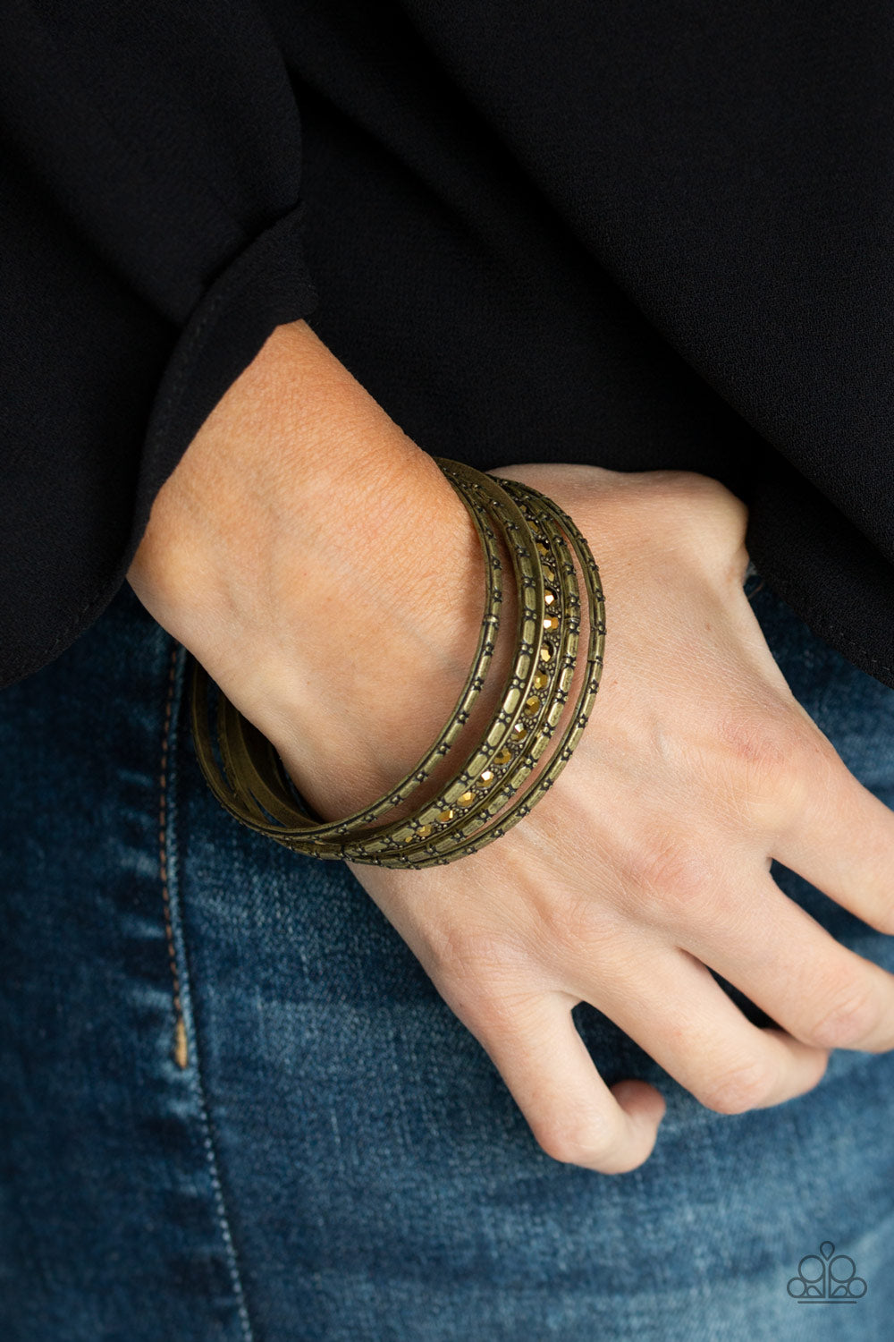 Paparazzi Glitzy Grunge Brass Bangle Bracelet $5 Jewelry. Subscribe & Save! #P9RE-BRXX-101XX