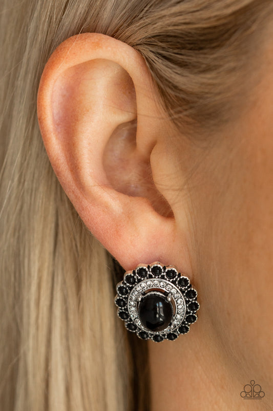 Paparazzi Floral Flamboyance - Black Floral Stud Earring #P5PO-BKXX-128XX