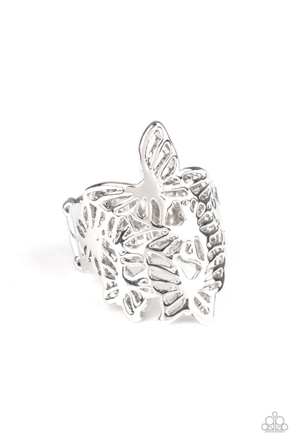 Banded Butterflies Silver Ring Paparazzi Accessories Butterfly Ring #P4WH-SVXX-144XX $5.00 Jewelery 