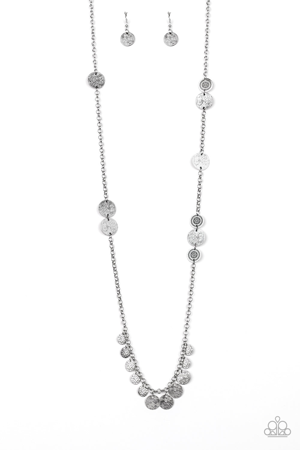 Trailblazing Trinket Silver long necklace Paparazzi Accessories. Subscribe and Save