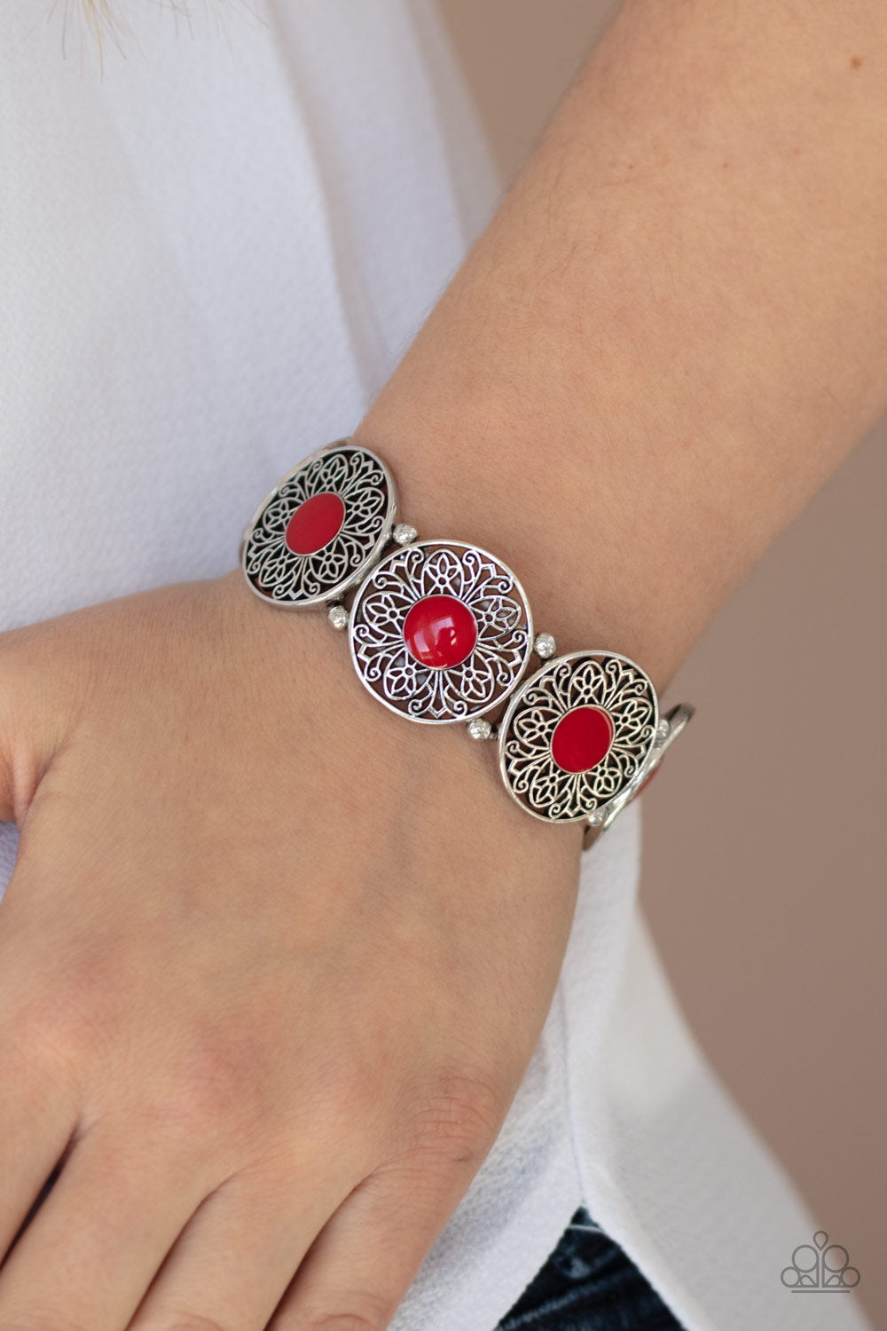 Paparazzi Bracelet ~ Painted Garden - Red