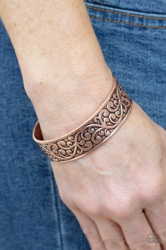 Paparazzi Read The VINE Print Copper Cuff Bracelet. Get Free Shipping. P9ST-CPXX-004XX. Antique 