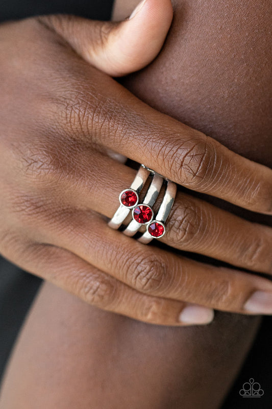 Paparazzi Ring ~ Triple The Twinkle - Red