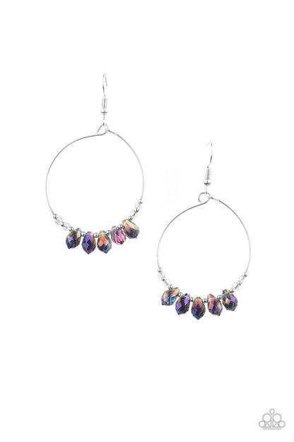 Paparazzi Holographic Hoops Purple Iridescent Earring