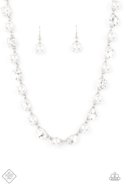 Go-Getter Gleam - White Necklace Paparazzi Accessories Fashion Fix Necklace