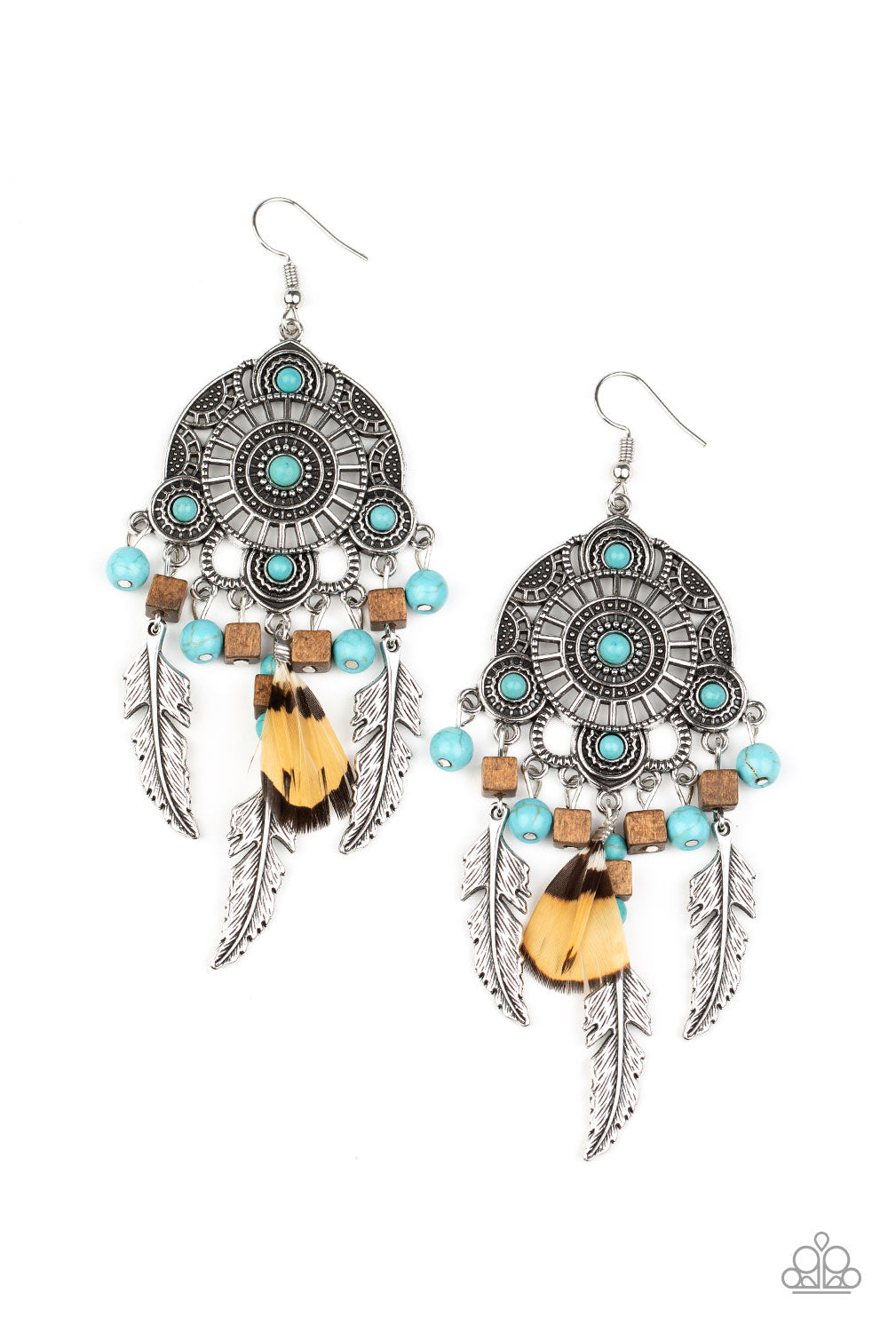 Desert Plains - Blue Earrings Paparazzi Accessories $5 jewellery. 