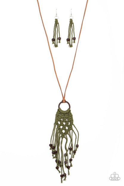 Paparazzi Necklace ~ It’s Beyond MACRAME! - Green Necklace