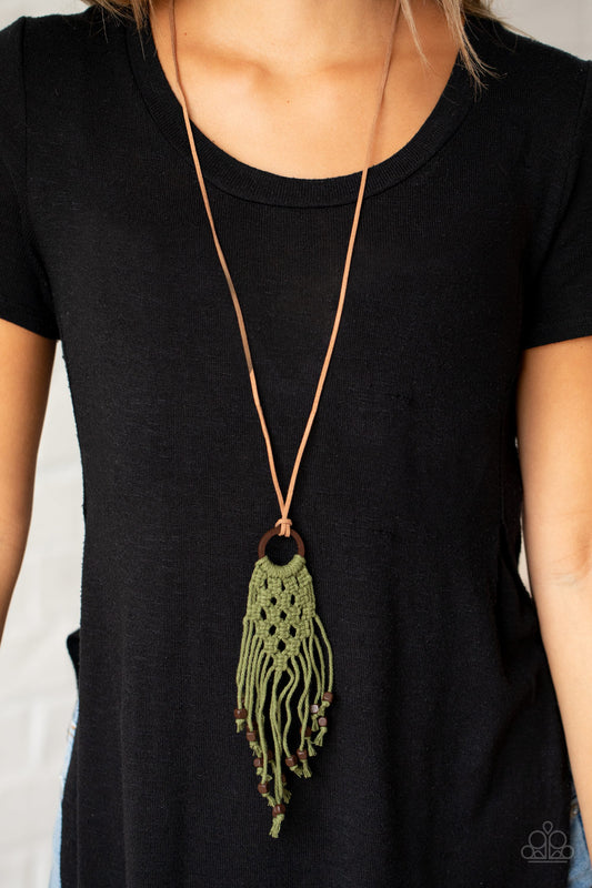 Paparazzi Necklace ~ It’s Beyond MACRAME! - Green Necklace