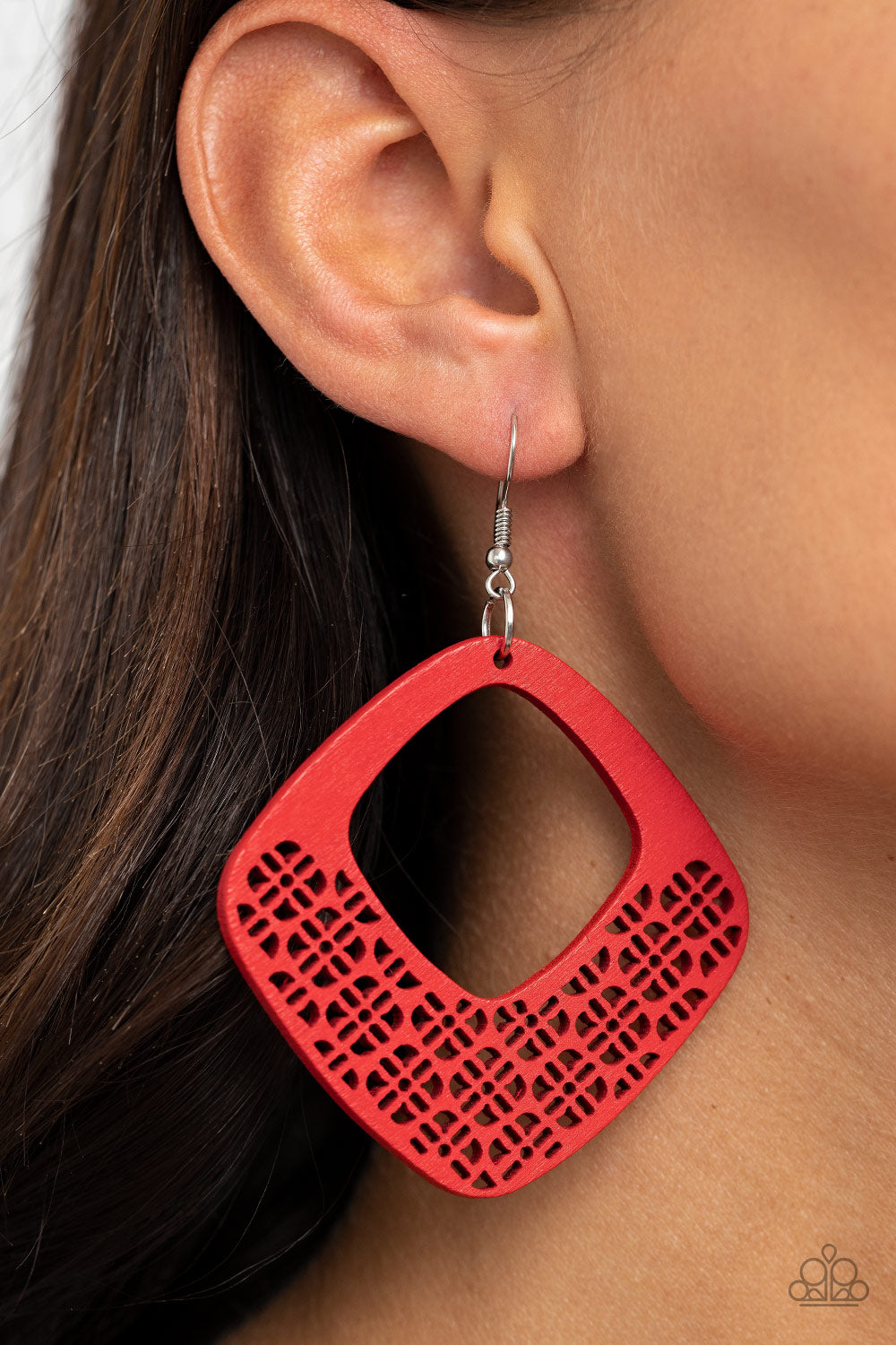 Wood you Rather Red Earrings Paparazzi Accessories. #P5SE-RDXX-145XX. Get free shipping