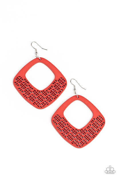 Paparazzi Wood you Rather Red Earrings. Subscribe and Save. #P5SE-RDXX-145XX. Wooden earring