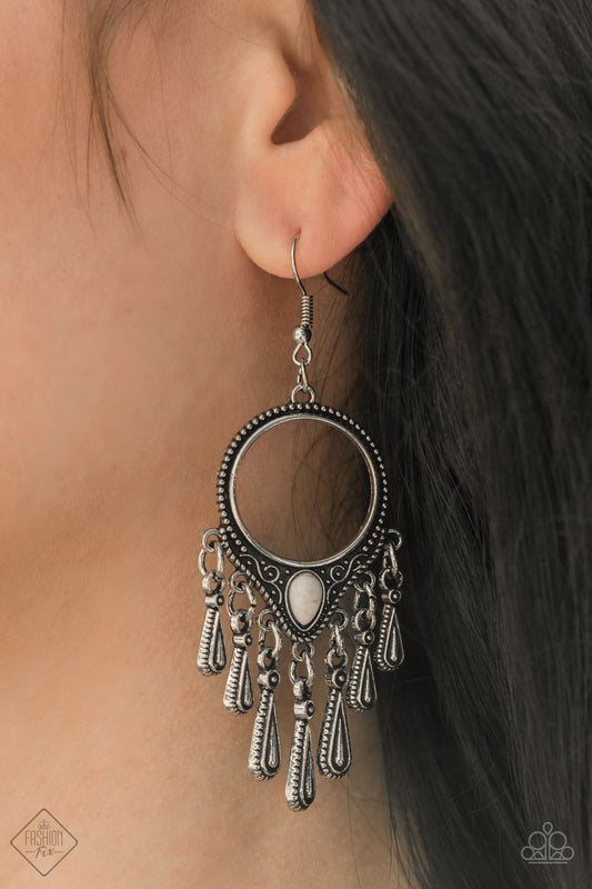 Paparazzi Earring ~ Ranger Rhythm - White Earring Fashion Fix January 2021