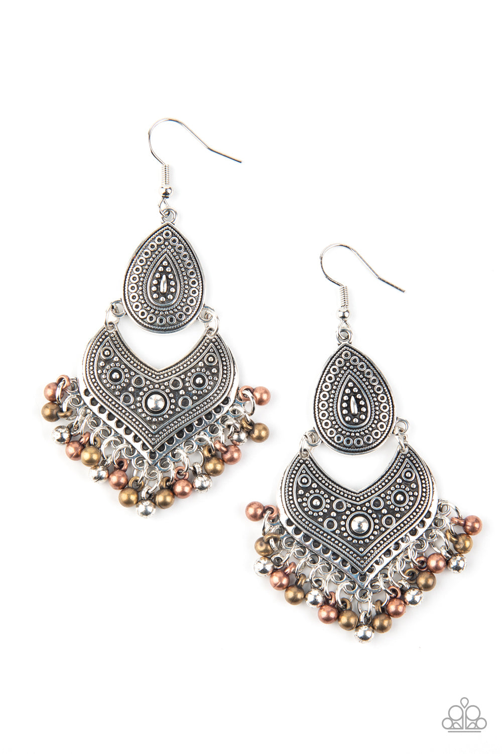 Music To My Ears Earring studded and embossed in tribal inspired teardrop links