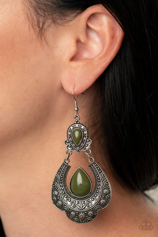 Paparazzi Rise and Roam Green Earrings online at AainaasTreasureBox. #P5ST-GRXX-008XX