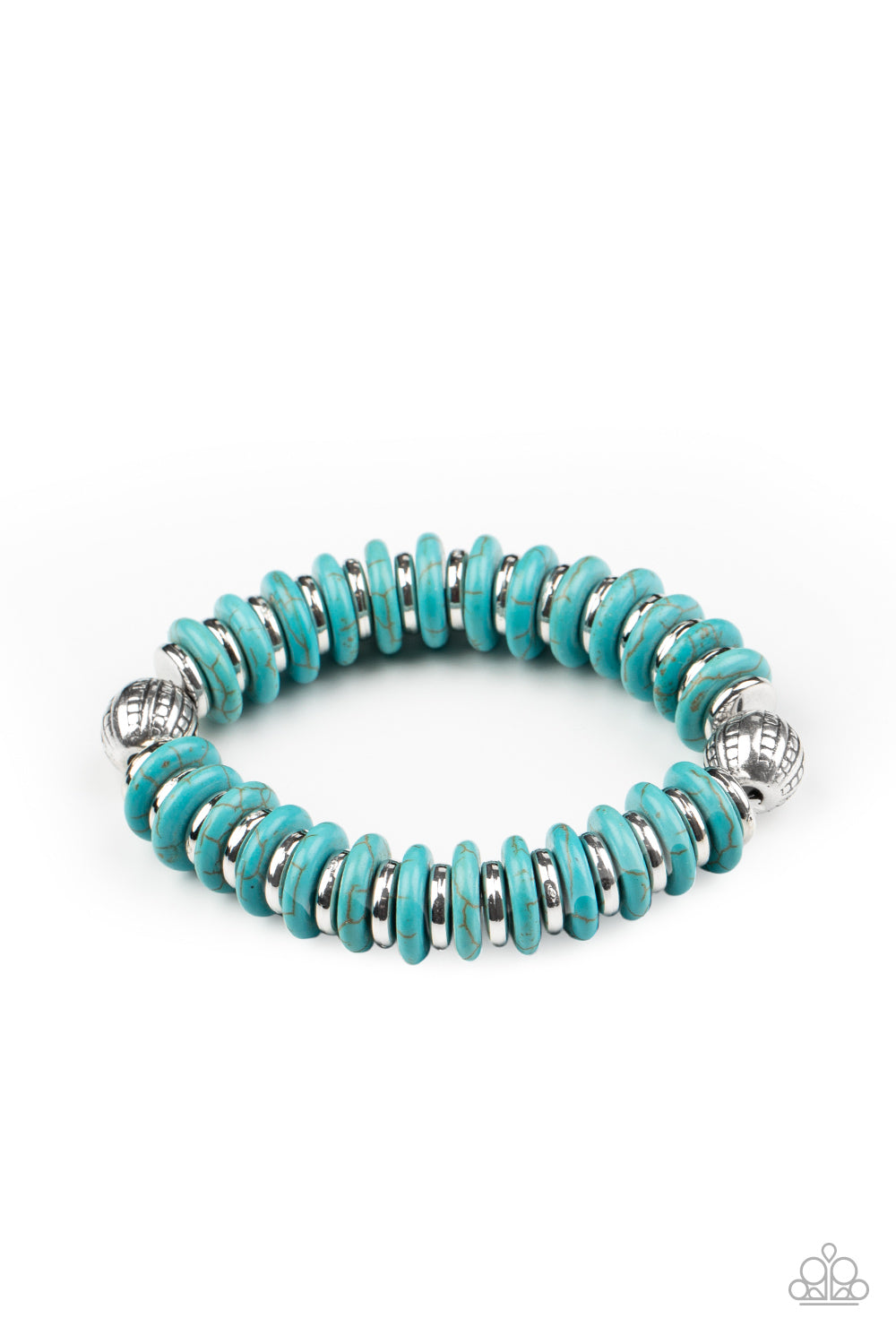 Paparazzi Eco Experience Blue and Silver Stretchy $5 Bracelet. Subscribe & Save! #P9SE-BLXX-329WW