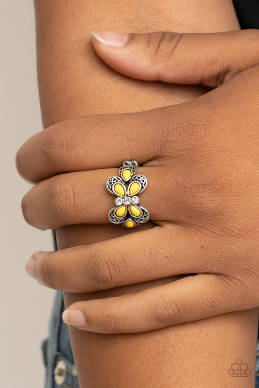 Paparazzi Ring ~ Boho Butterfly - Yellow Butterfly Ring