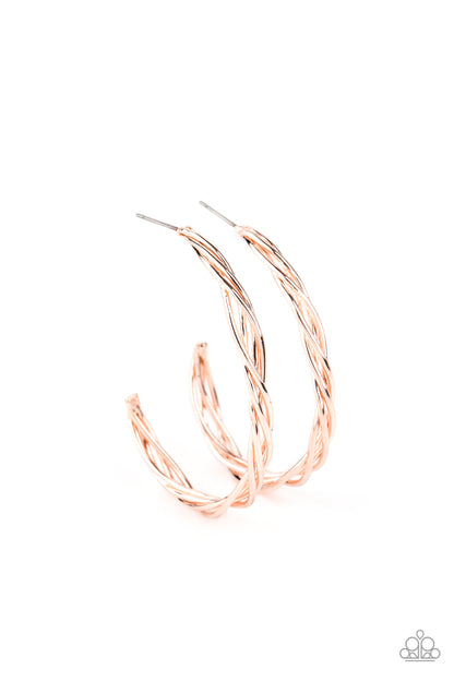 Paparazzi Twisted Tango Rose Gold Earring. Get Free Shipping. #P5HO-GDRS-167XX. Twisted Hoop Earring