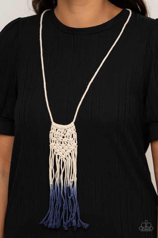 Paparazzi Necklace ~ Surfin The Net - Blue Macrame Necklace