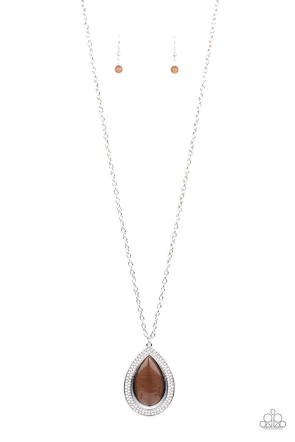 Paparazzi You Dropped This Brown Necklace. #P2RE-BNXX-240XX. Cat's Eye stone Necklace