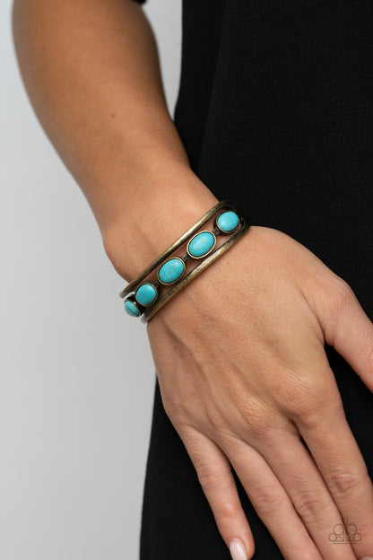 River Rock Canyons Brass Bracelet Paparazzi Accessories with Turquoise Stone. Subscribe & Save. $5