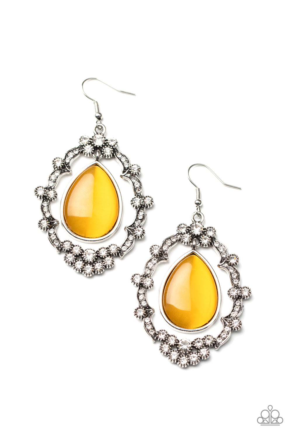 Icy Eden - Yellow Cat's Eye Stone Earring Paparazzi Accessories #P5WH-YWXX-154XX