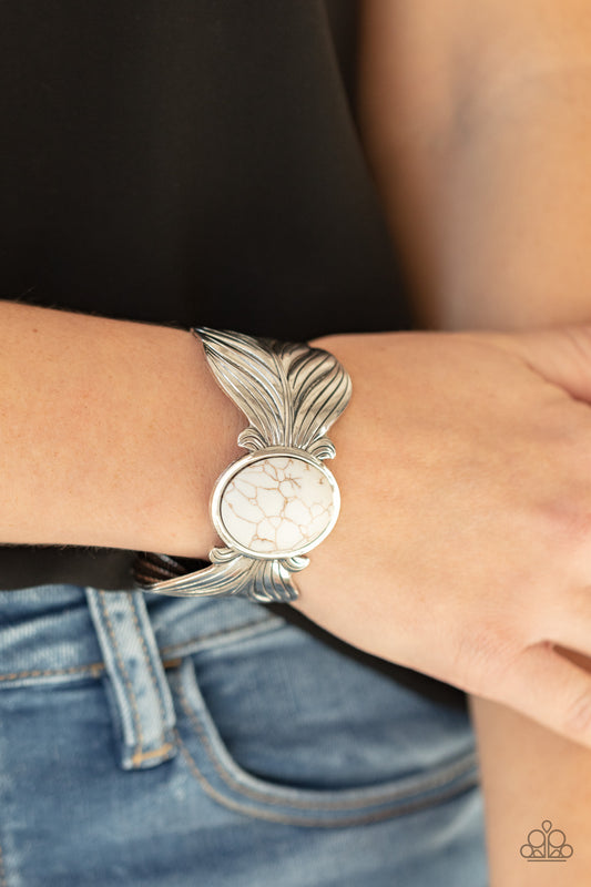 Paparazzi Bracelet ~ Born to Soar - White Cuff Bracelet