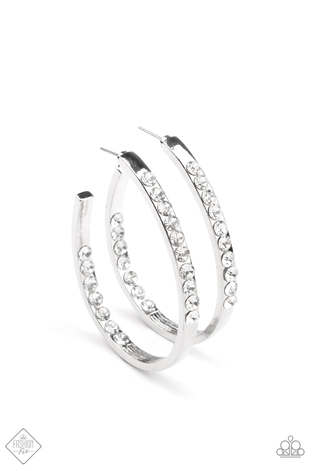 Borderline Brilliance White Earrings for Women. Hoop earrings. Free shipping