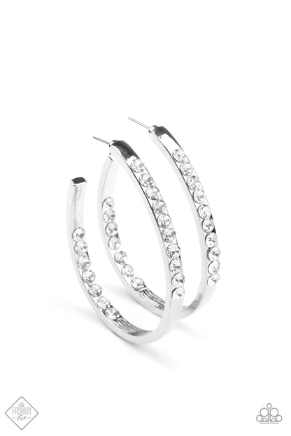 Borderline Brilliance White Earrings for Women. Hoop earrings. Free shipping