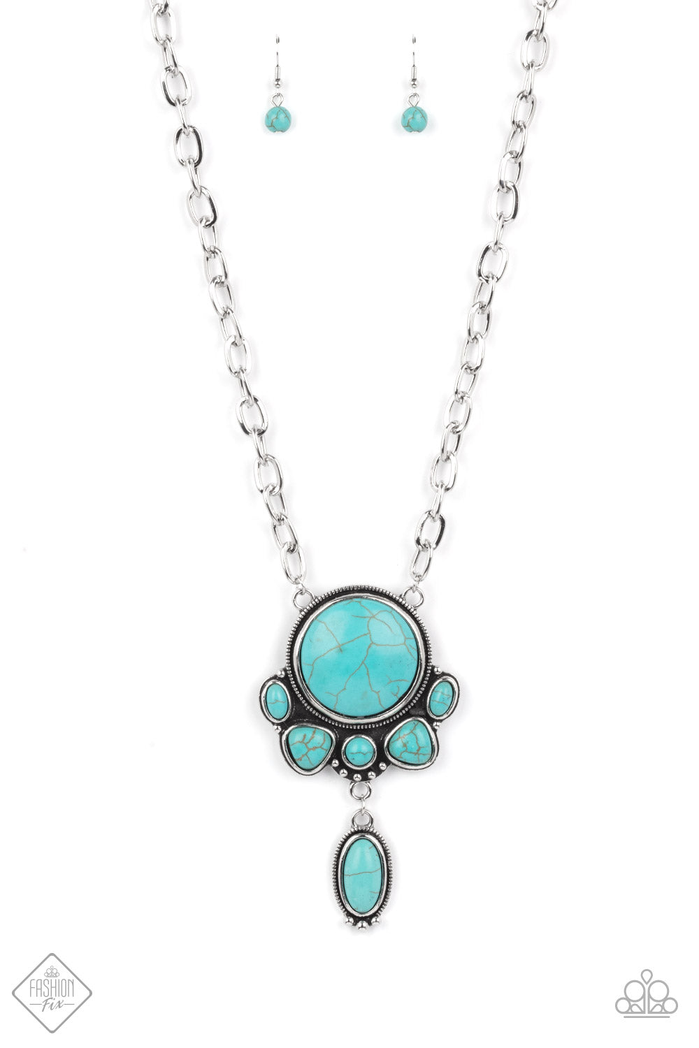 Geographically Gorgeous Blue Necklace Paparazzi Accessories. #P2SE-BLXX-463ZO. Free Shipping