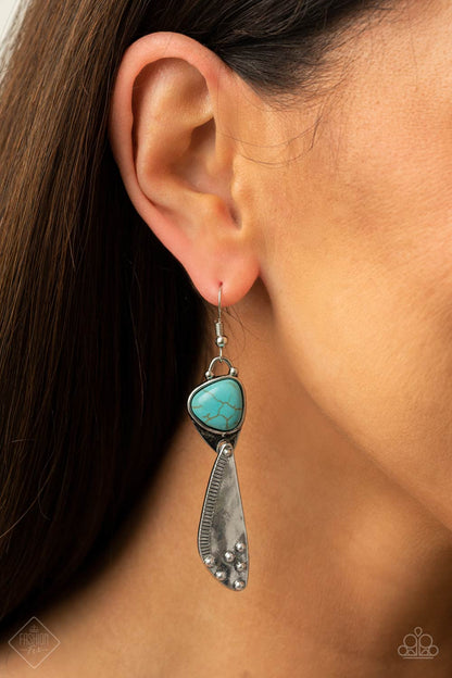 Paparazzi Going-Green Goddess Blue Turquoise Stone Earring