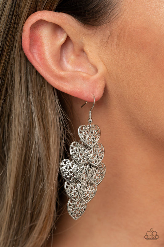 Paparazzi Earring ~ Shimmery Soulmates - Silver