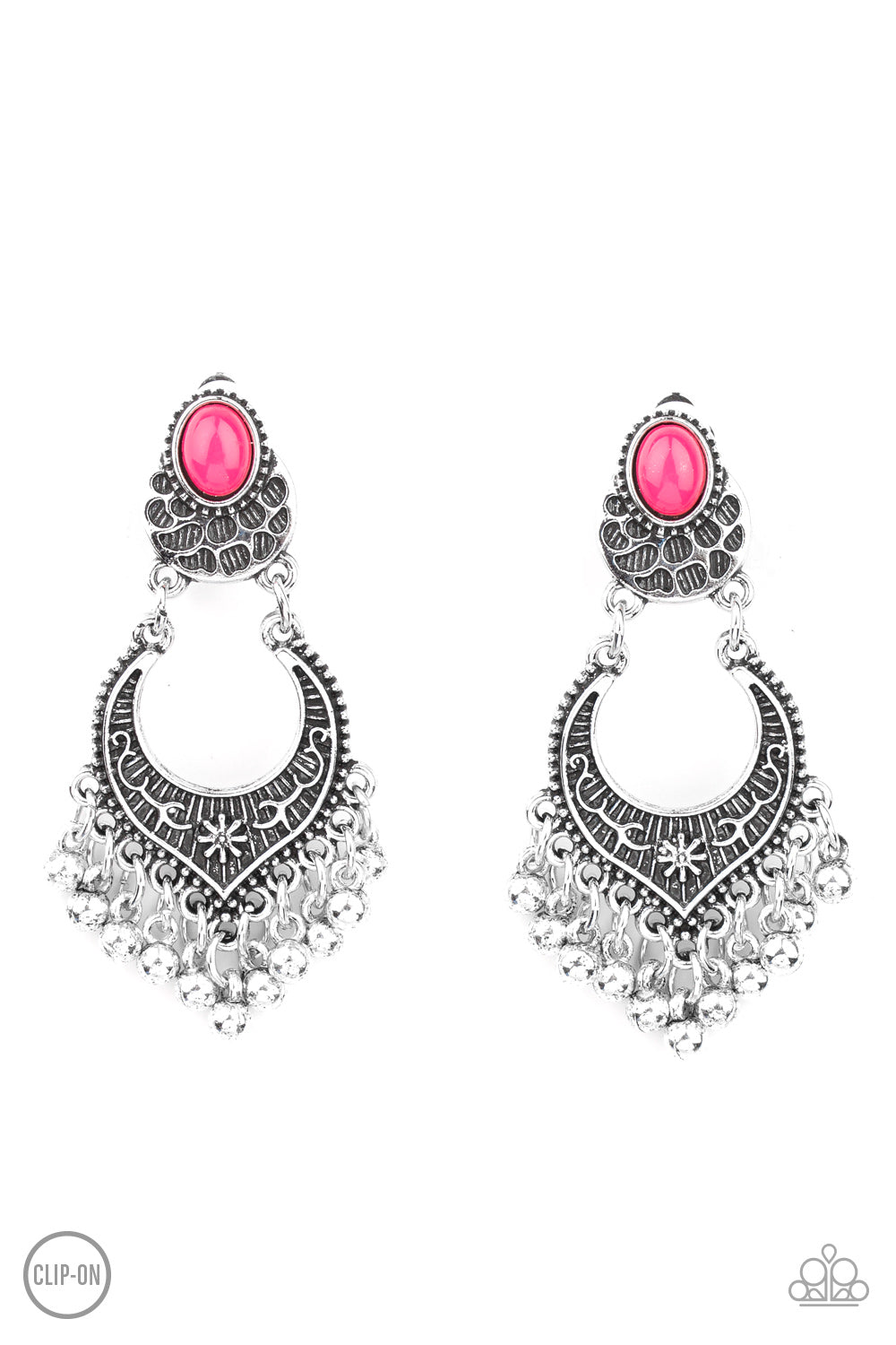 Paparazzi Earring ~ Summery Gardens - Pink Clip-On Earring