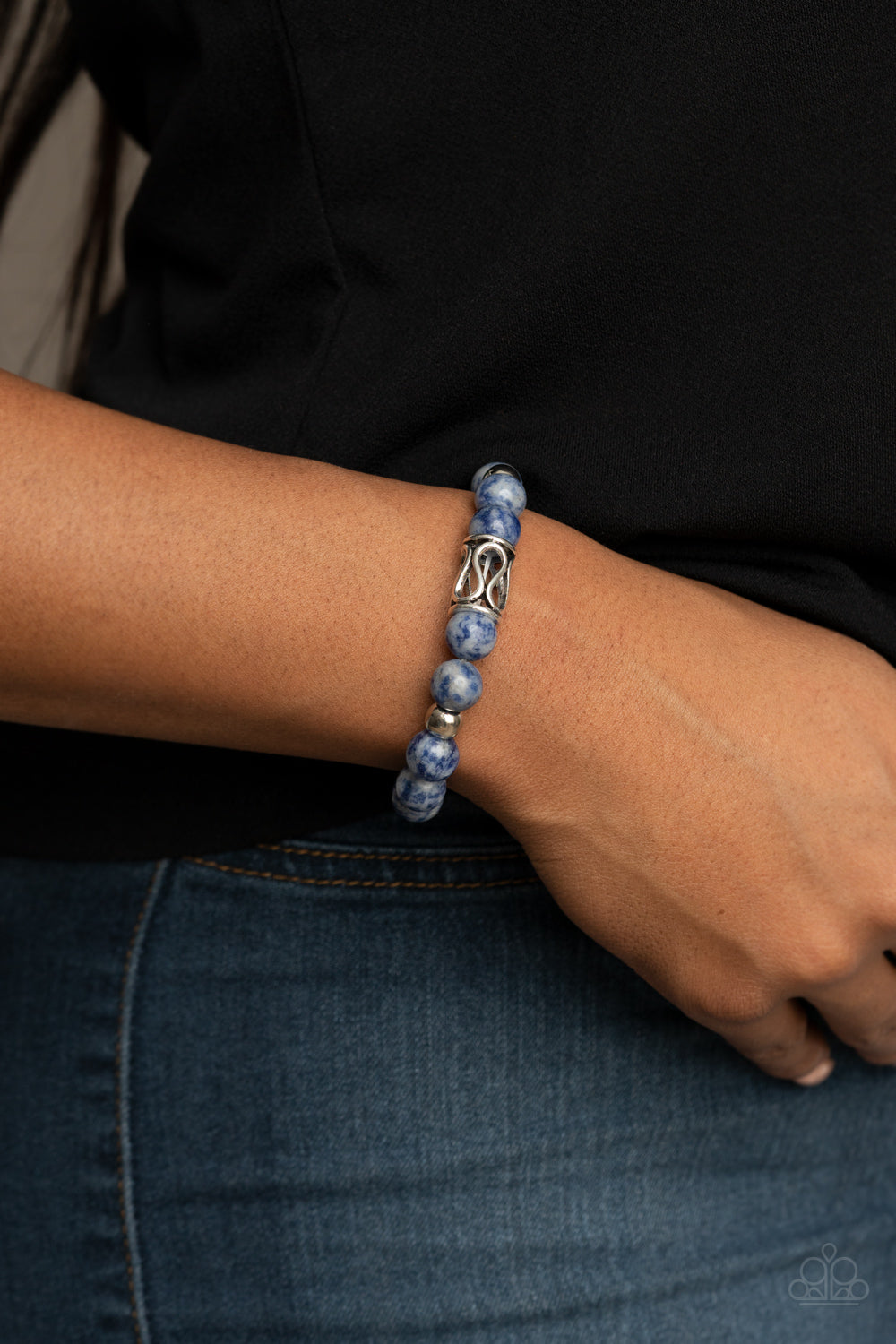 Paparazzi Soothes The Soul Blue Bracelet with Lapis Beads. Stretchy Bracelet. #P9UR-BLXX-171XX