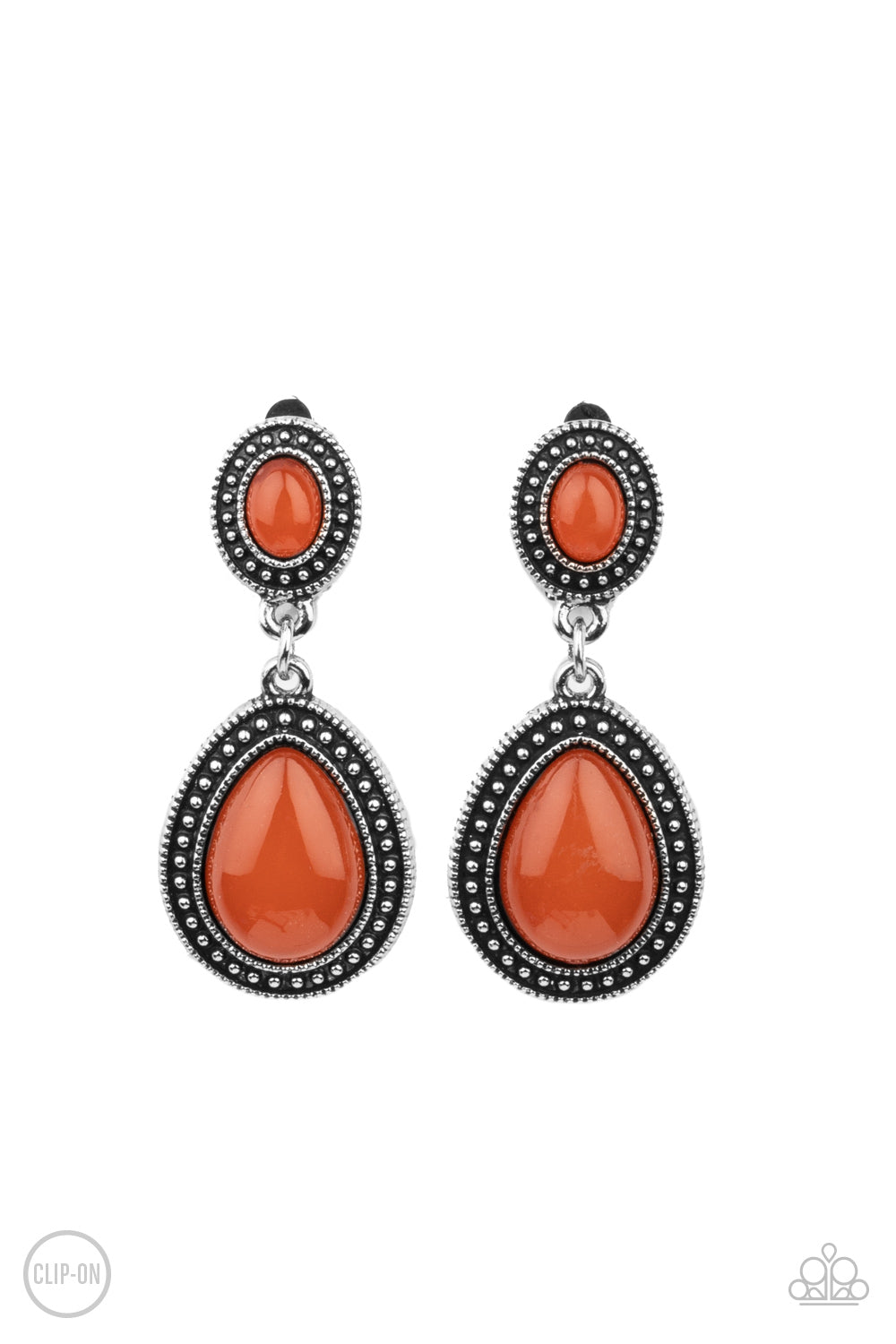 Paparazzi Earring ~ Carefree Clairvoyance - Orange Clip-On Earring