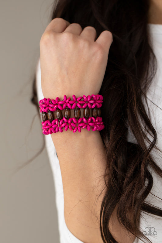 Paparazzi Bali Beach Retreat Pink Wooden Bracelet. Get Free Shipping. #P9SE-PKXX-135XX