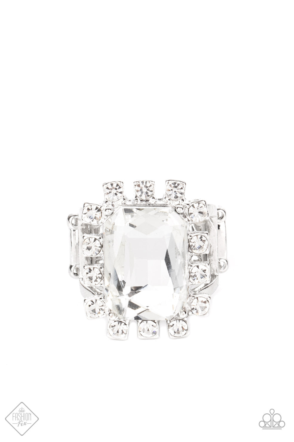 Paparazzi Ring ~ Galactic Glamour - White  - March 2021 Fashion Fix Ring