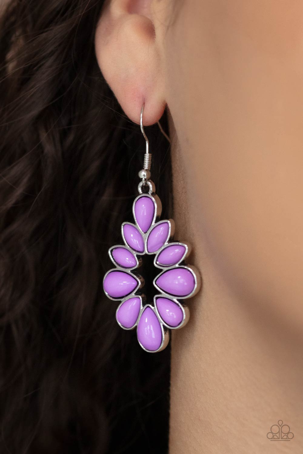 Burst Into TEARDROPS Purple Earring Paparazzi Accessories. #P5WH-PRXX-234XX. Get Free Shipping