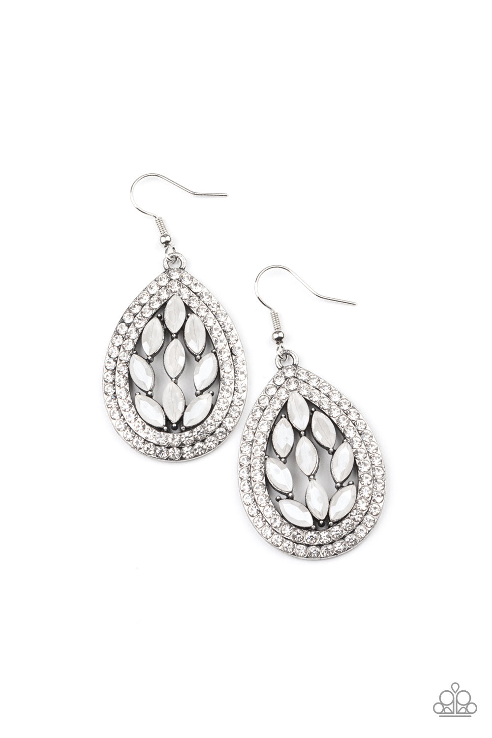 Paparazzi Earring ~ Encased Elegance - White