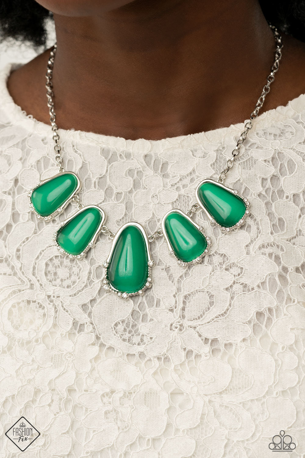 Newport Princess Green Cat's Eye Necklace Paparazzi Accessories. #P2ST-GRXX-081ZT