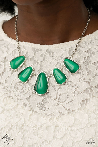 Newport Princess Green Cat's Eye Necklace Paparazzi Accessories. #P2ST-GRXX-081ZT