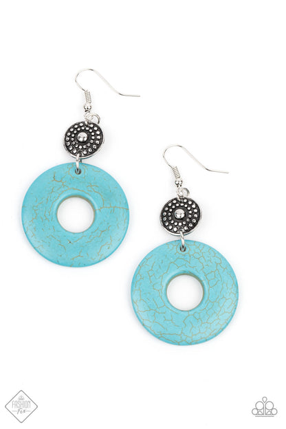 Earthy Epicenter - Blue Earring Paparazzi Accessories Wooden Fashion Fix Earring