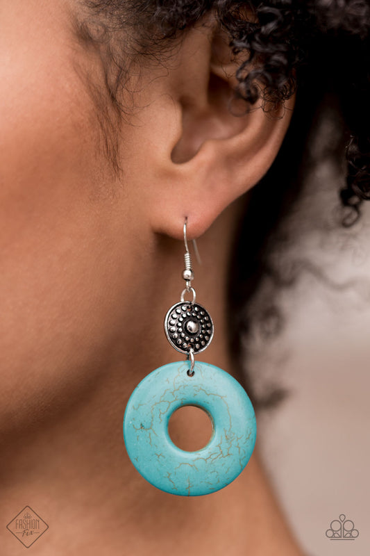 Paparazzi Earthy Epicenter Blue Earring #P5SE-BLXX-277ZW April 2021 Fashion Fix Earring 