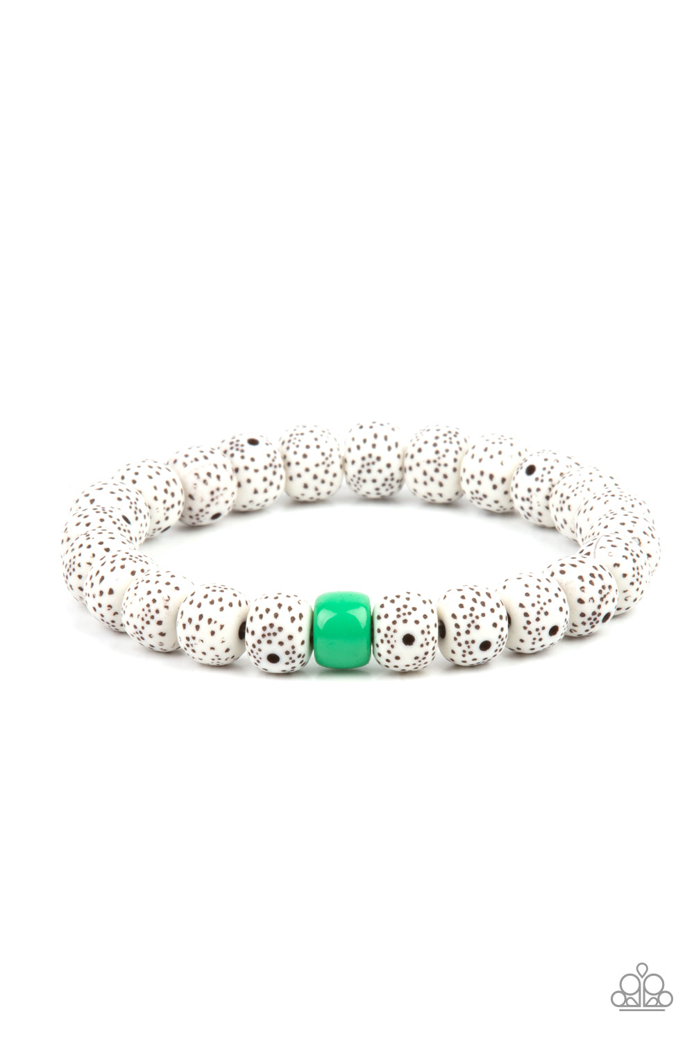 Paparazzi Bracelet ~ ZEN Second Rule - Green Faux Stone Bead Bracelet