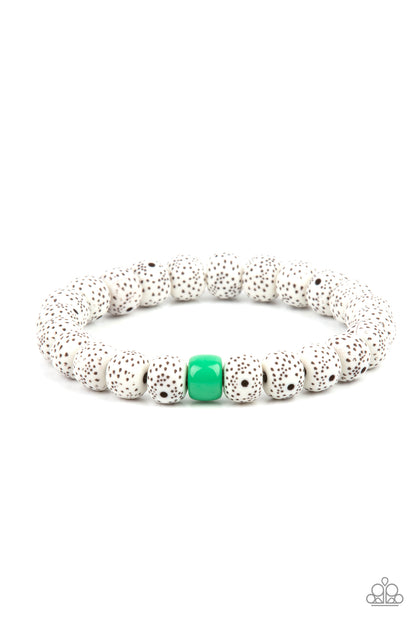 Paparazzi Bracelet ~ ZEN Second Rule - Green Faux Stone Bead Bracelet