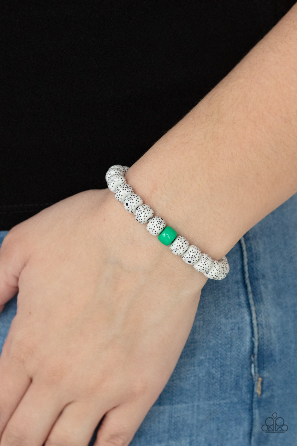 Paparazzi Bracelet ~ ZEN Second Rule - Green Faux Stone Bead Bracelet