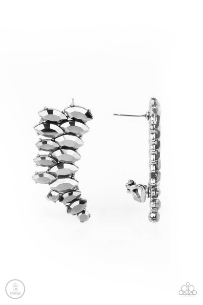 Paparazzi Explosive Elegance Silver Earrings $5 Accessories earcrawler post. #P5PO-CRSV-194XX.