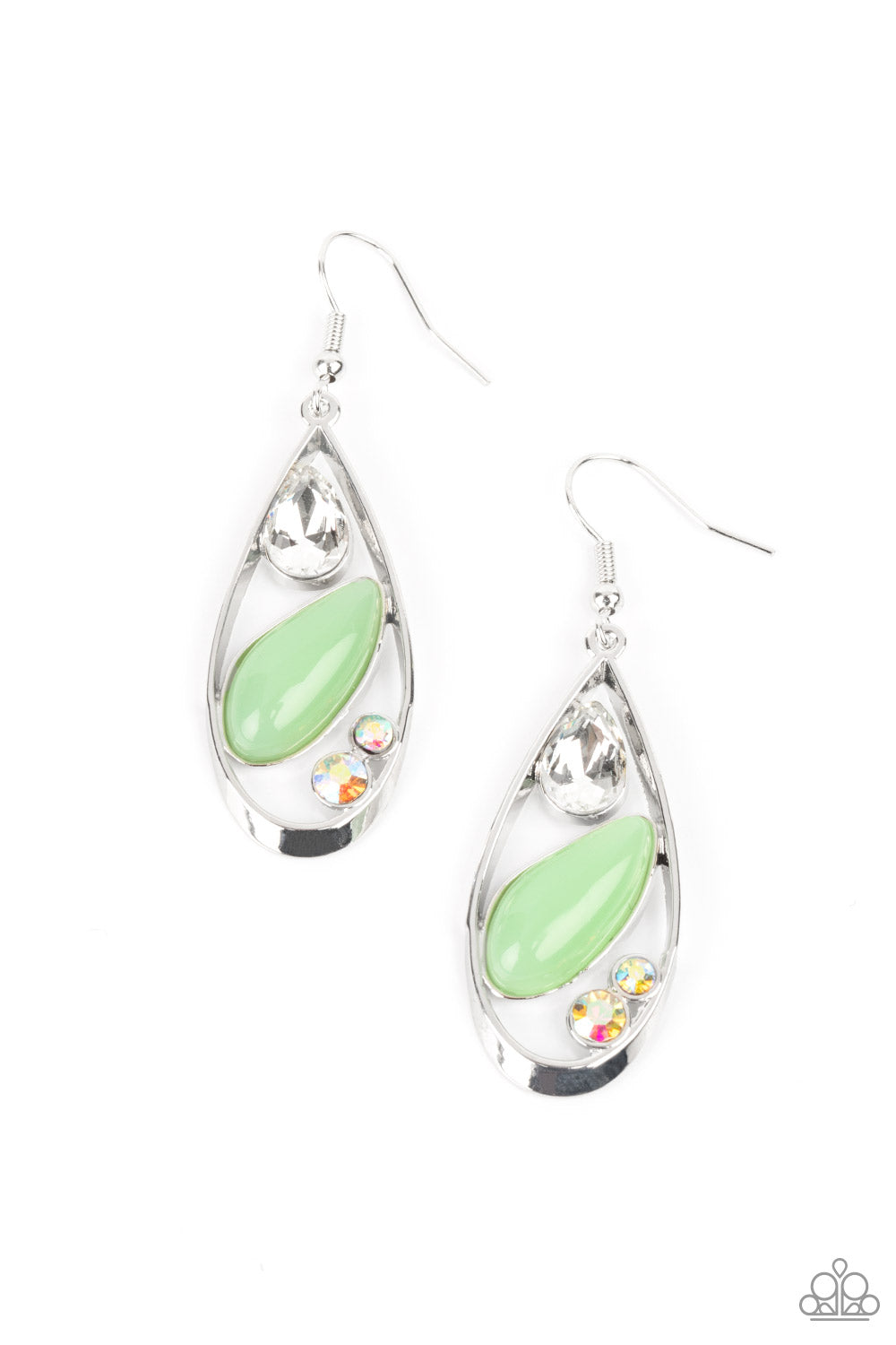 Paparazzi Earring ~ Harmonious Harbors - Green Iridescent Earring