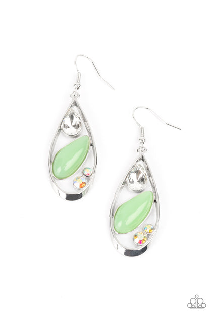 Paparazzi Earring ~ Harmonious Harbors - Green Iridescent Earring