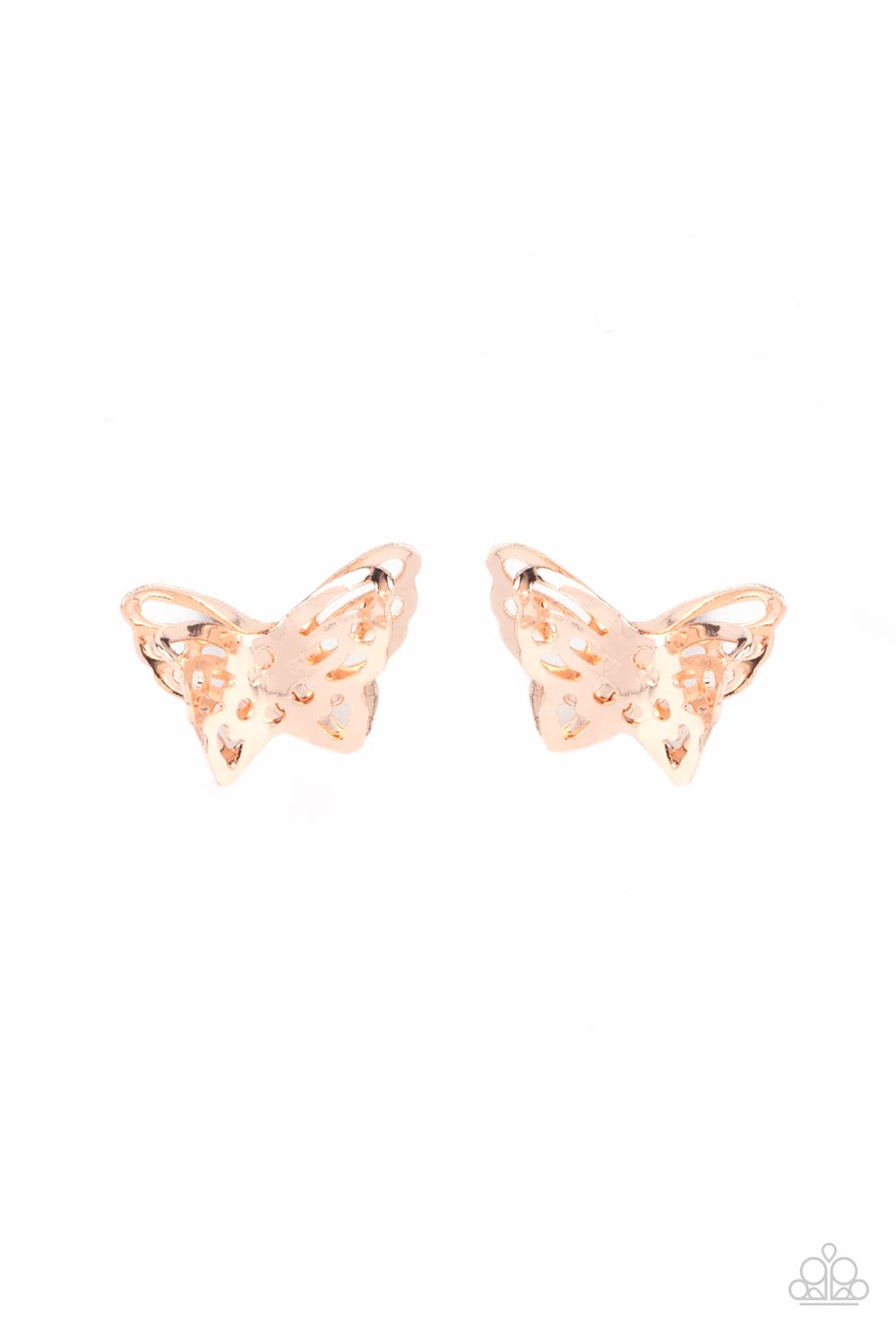 Paparazzi Flutter Fantasy - Rose Gold Earrings Post Style Butterfly $5.00 Jewelry. Free Shipping!